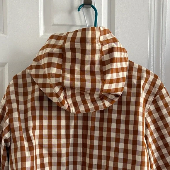 Madewell Tan and Cream Checkered gingham raincloud rain coat Jacket - Picture 10 of 10